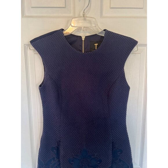 Ted Baker Navy Blue Sleeveless Mini Dress Size 1 Juniors - Picture 2 of 11
